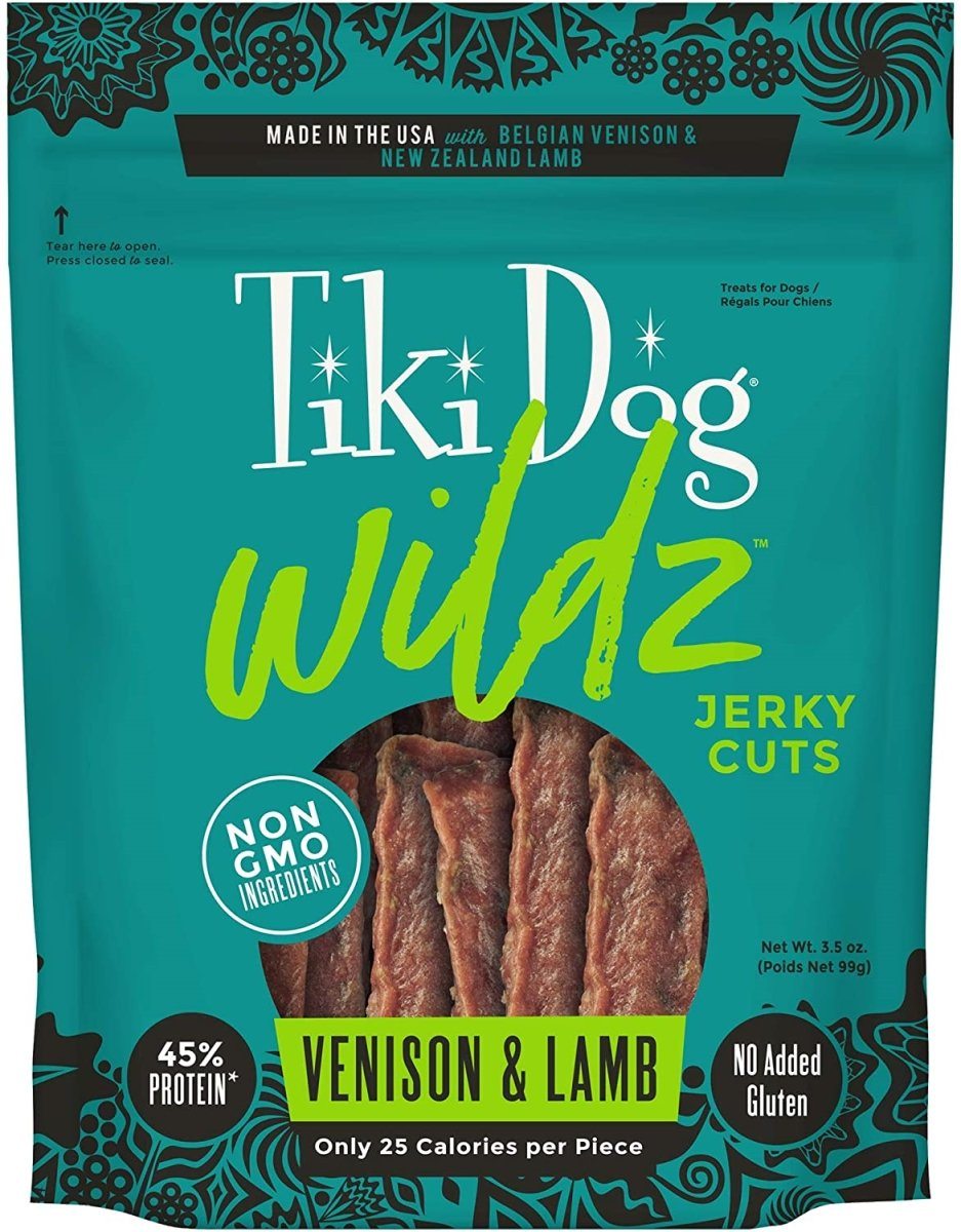 Tiki Dog Wildz Venison & Lamb Jerky Dehydrated Dog Food - 3.5 oz Bag  