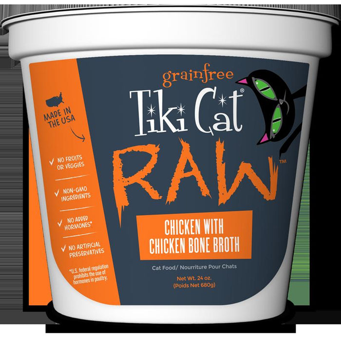 Tiki Pet Raw Food Tiki Cat Raw Chicken with Chicken Bone Broth - 24 oz. Tub