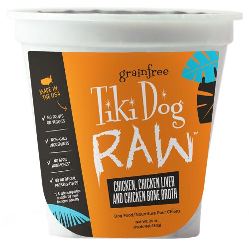 Tiki Pet Raw Food Tiki Dog Raw Chicken Chicken Liver and Chicken Bone Broth  - 24 oz. Tub
