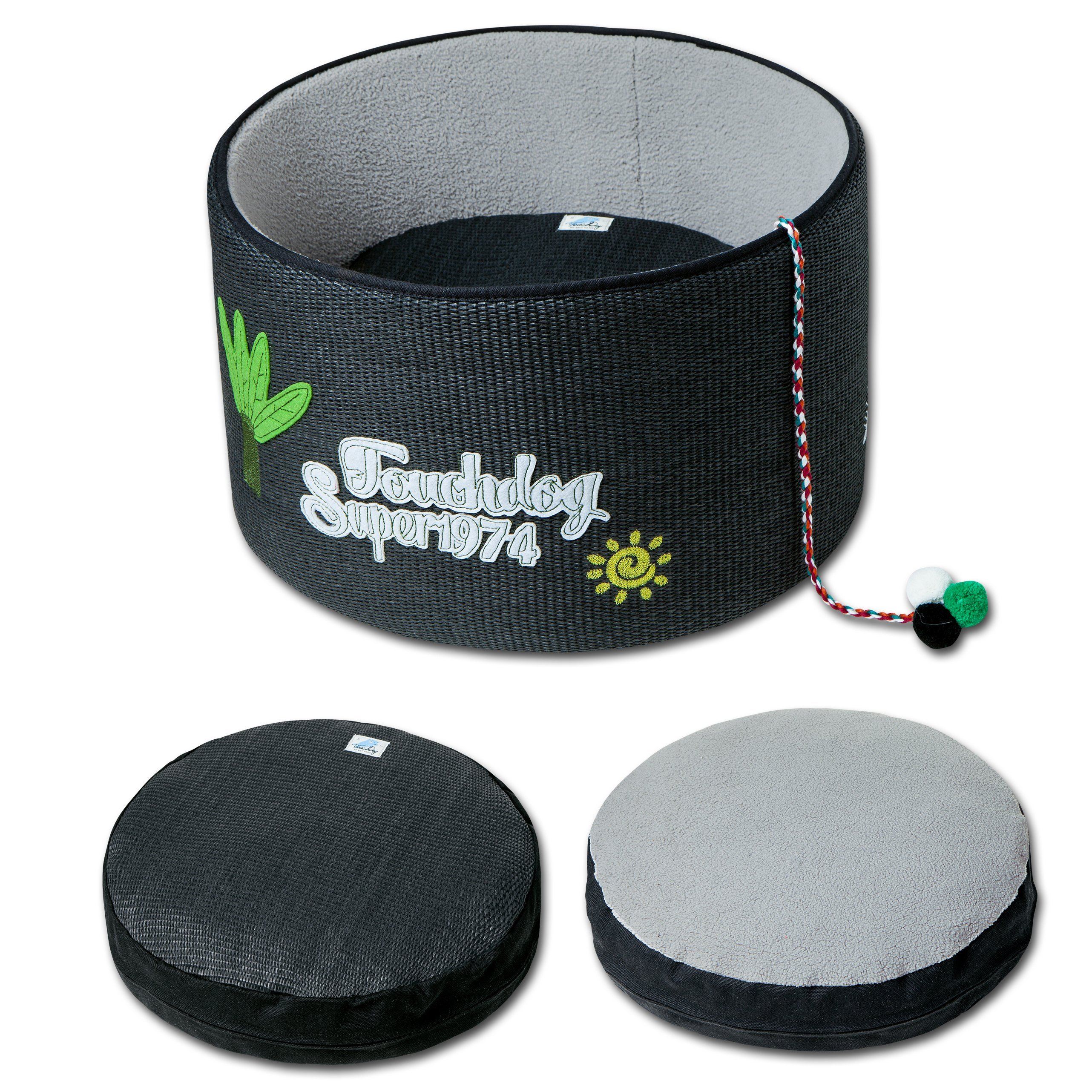 Touchcat 'Claw-ver Nest' Rounded Scratching Cat Bed w/ Teaser Toy  