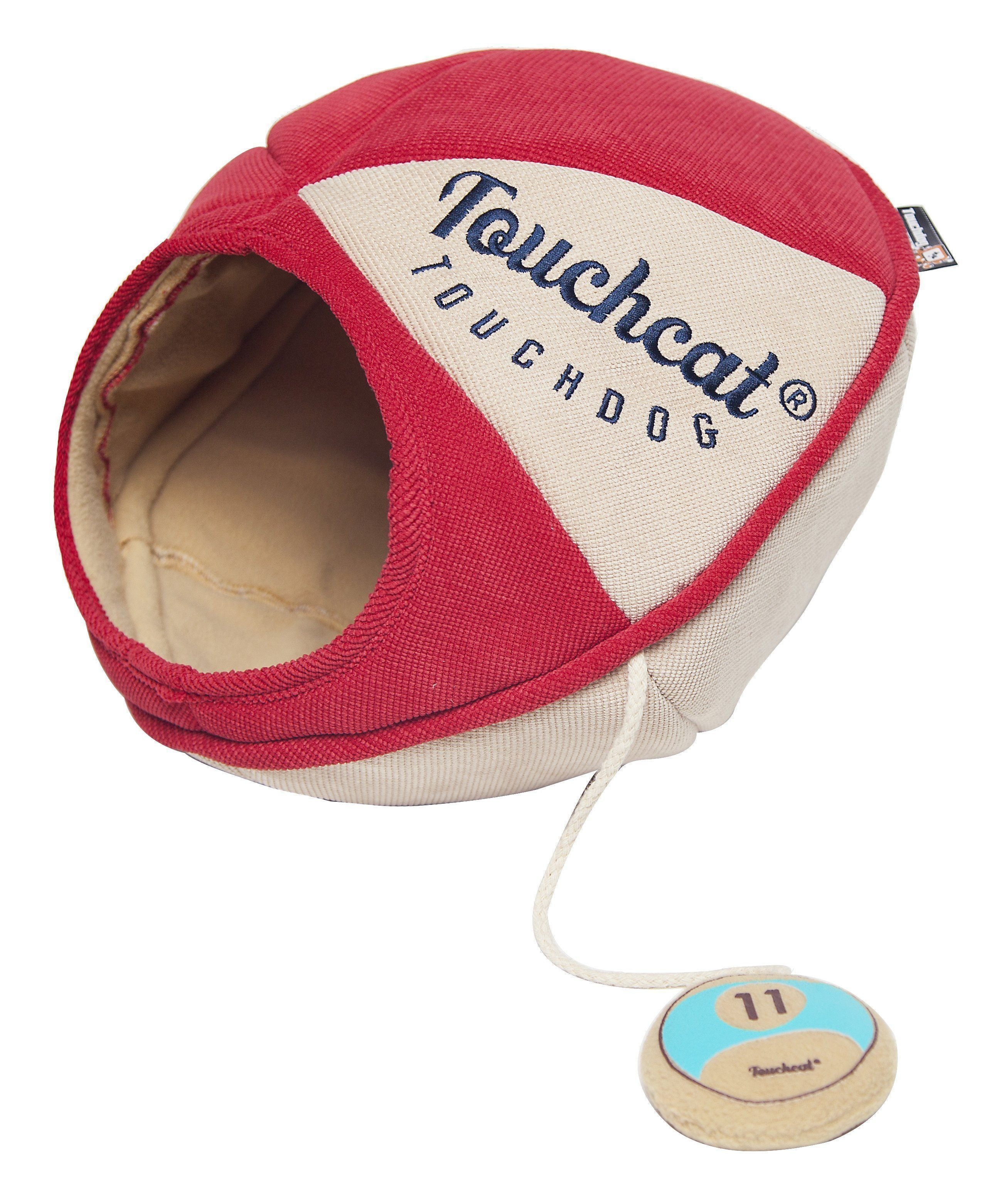 Touchcat ® 'Oval Saucer' Collapsible Walk-Through Kitty Pet Cat Bed House w/ Play Active Teaser Toy Red