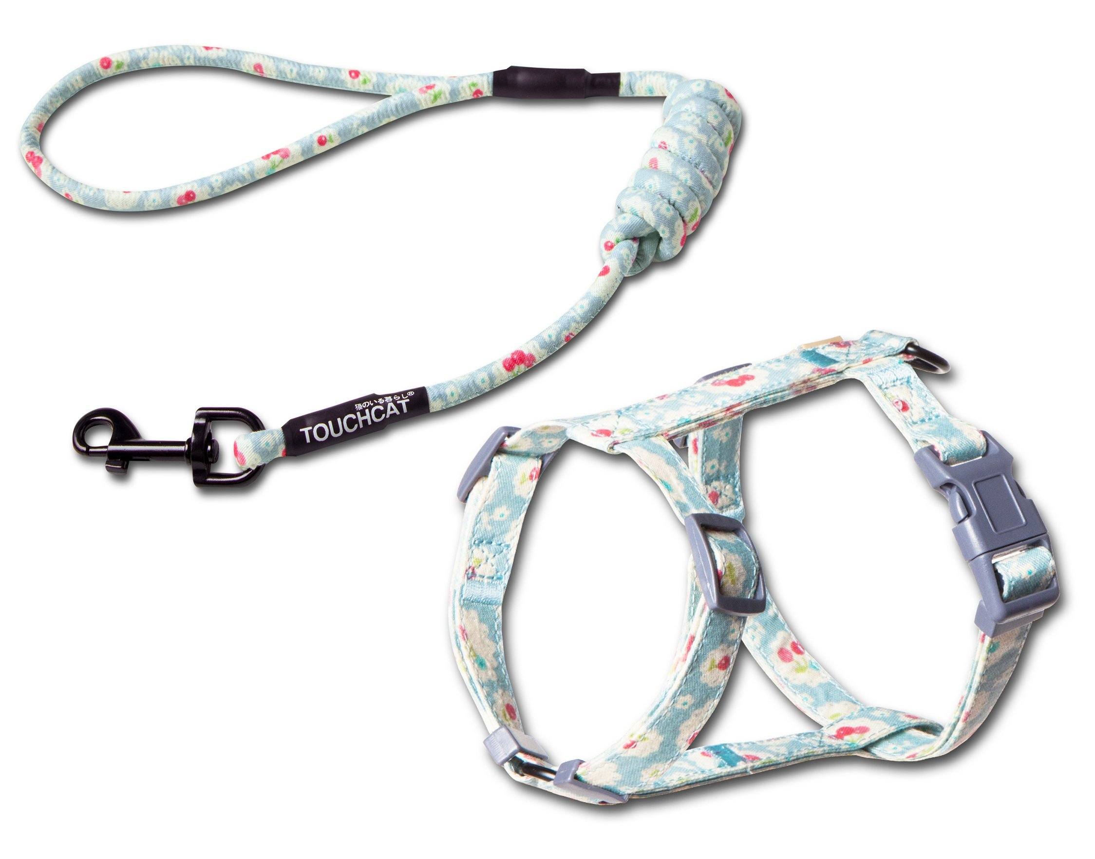 Touchcat 'Radi-Claw' Durable Cable Cat Harness and Leash Combo Small Sky Blue