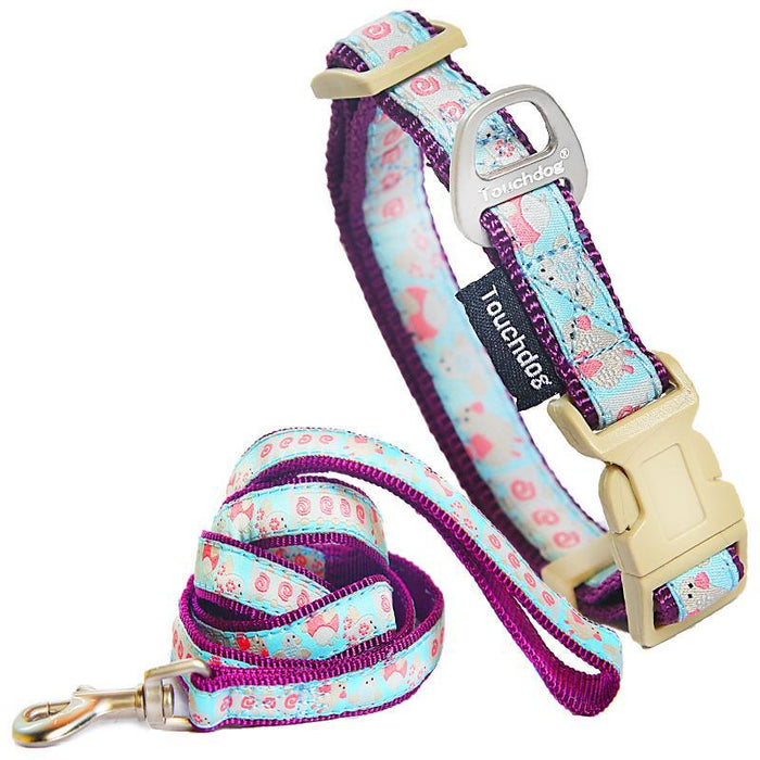 Touchdog 'Avery Patterned' Tough Stitched Embroidered Collar and Leash