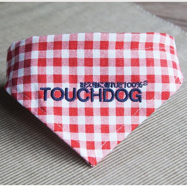 Touchdog Plaid Patterned Hook-and-Loop Fashion Dog Bandana  