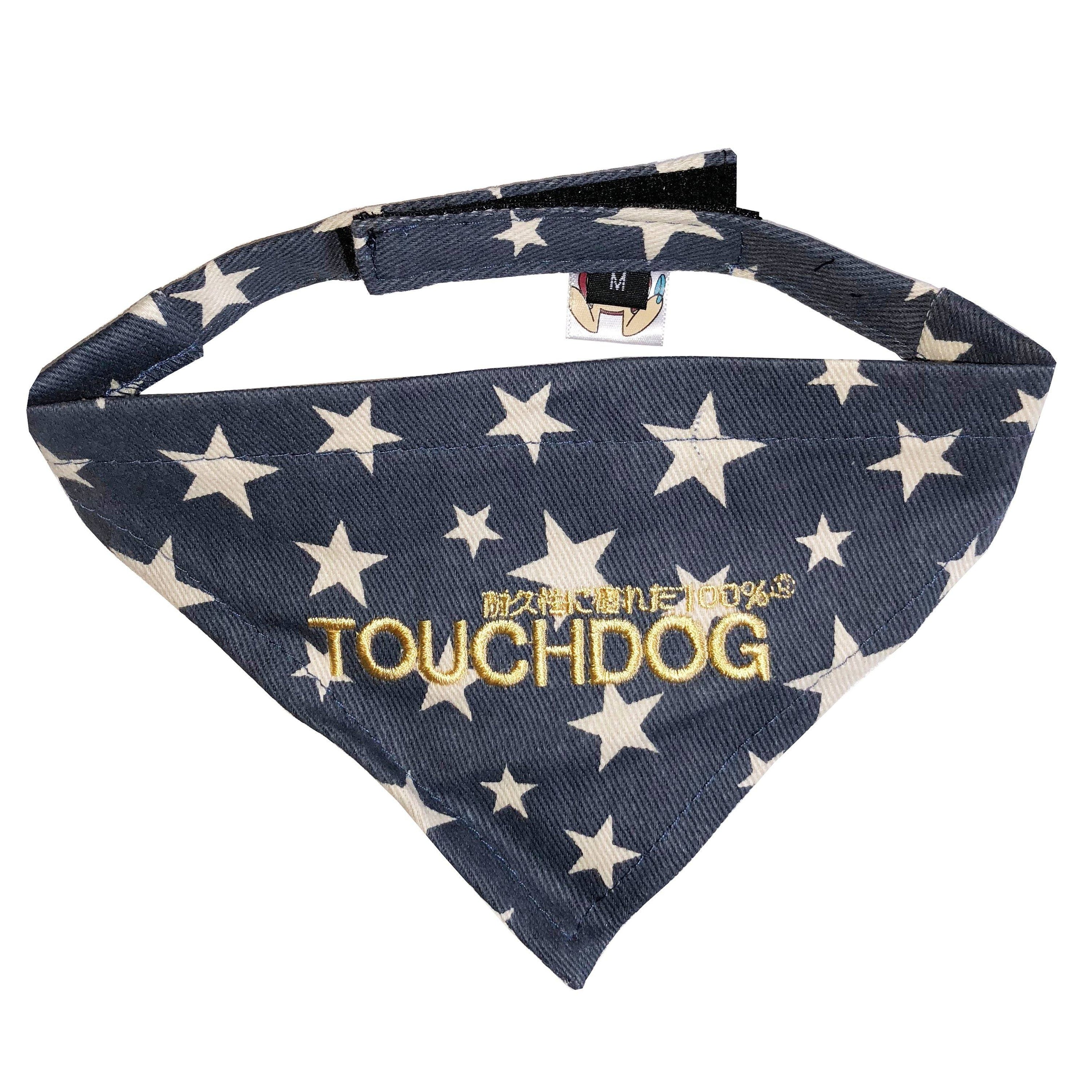 Touchdog Star Patterned Hook-and-Loop Fashion Dog Bandana Small Blue