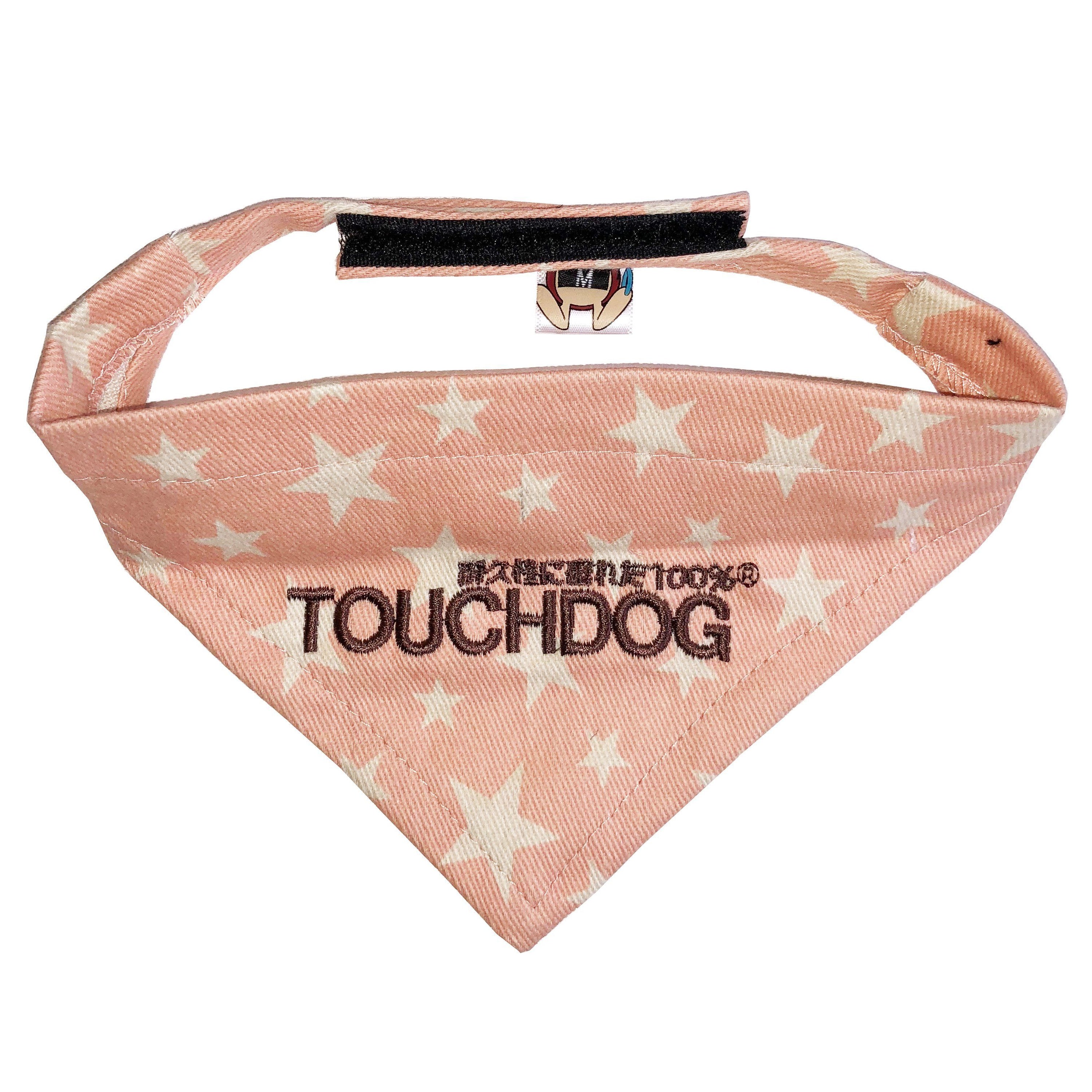 Touchdog Star Patterned Hook-and-Loop Fashion Dog Bandana Small Pink