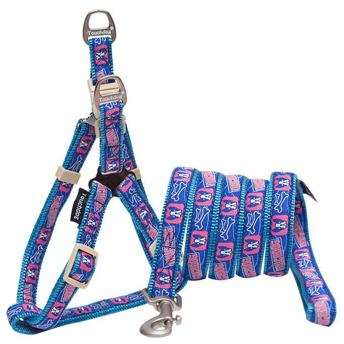 Touchdog 'Bone Patterned' Tough Stitched Dog Harness and Leash
