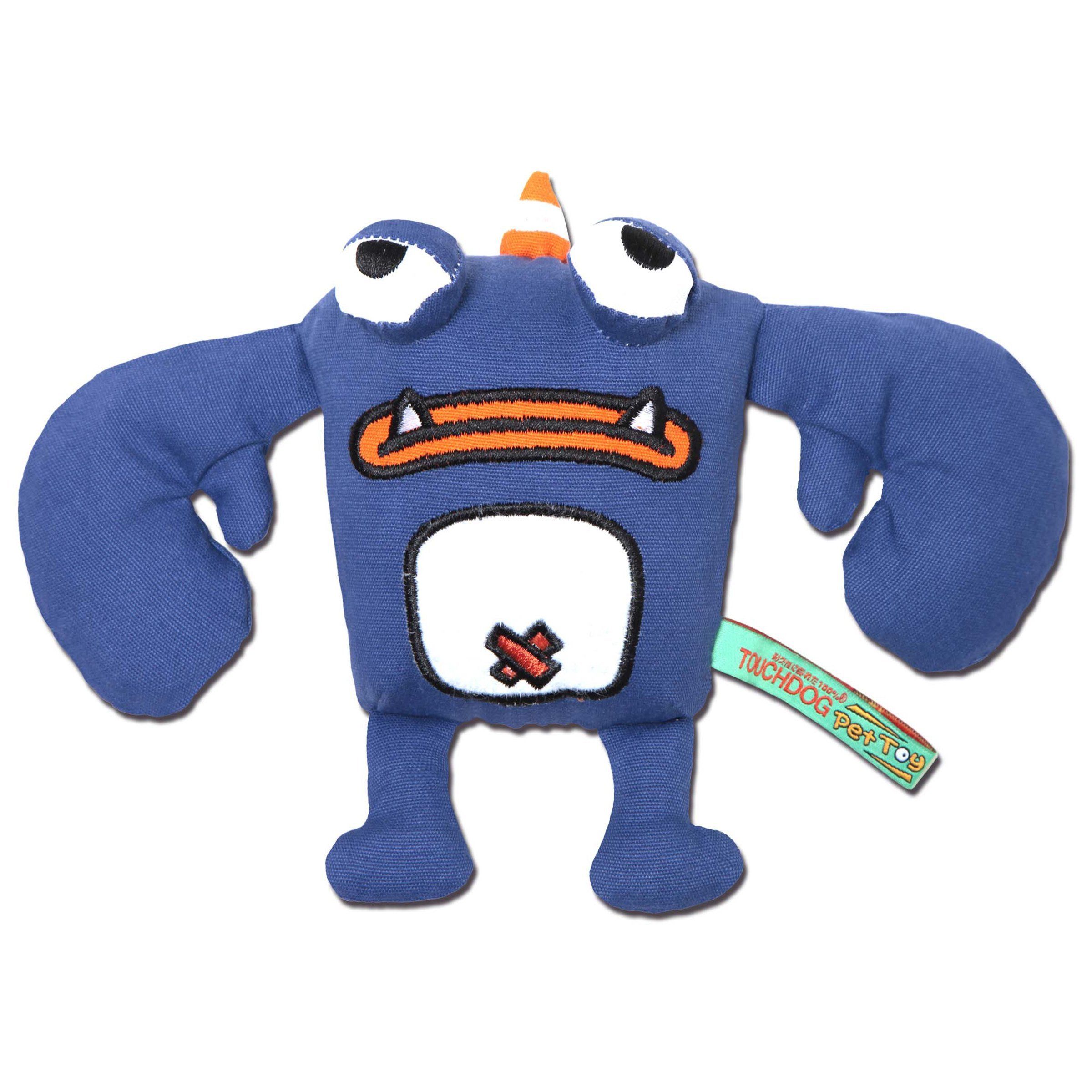 Touchdog Cartoon Crabby Tooth Monster Plush Dog Toy Blue