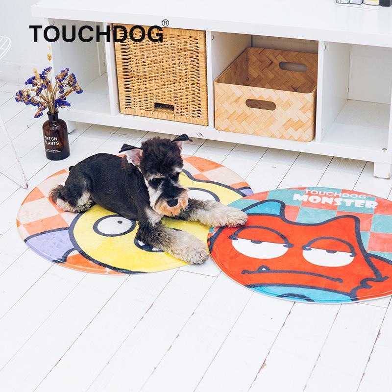 Touchdog Cartoon Crabby Tooth Monster Rounded Cat and Dog Mat  