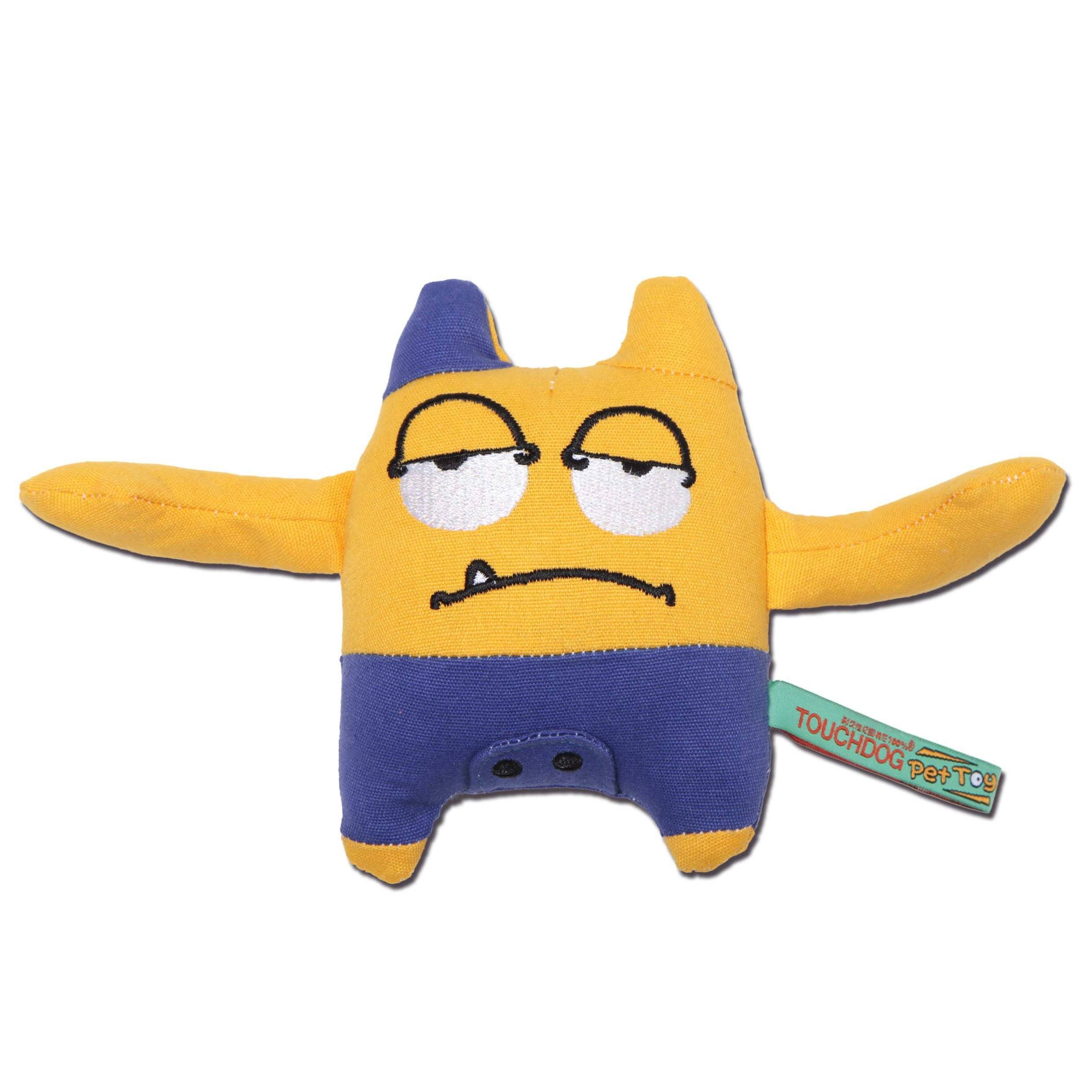 Touchdog Cartoon Sleepy Monster Plush Dog Toy Yellow