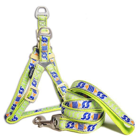Touchdog 'Chain Printed' Tough Stitched Dog Harness and Leash