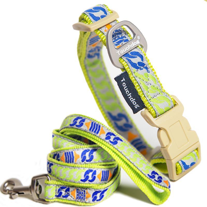 Touchdog 'Chain Printed' Tough Stitched Embroidered Collar and Leash  