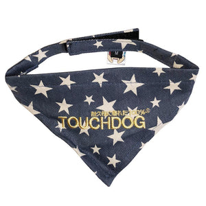 Touchdog 'Bad-to-the-Bone' Star Patterned Fashionable Velcro Bandana - Medium - Blue