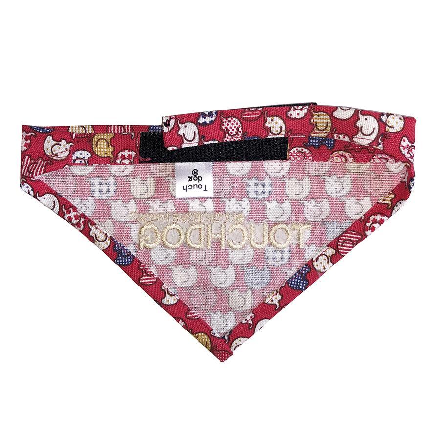 Touchdog Designer Hook-and-Loop Pet Bandana - Red  