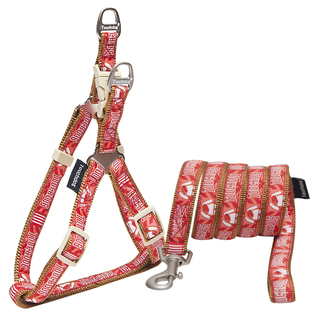 Touchdog 'Funny Bone' Tough Stitched Dog Harness and Leash Small Red