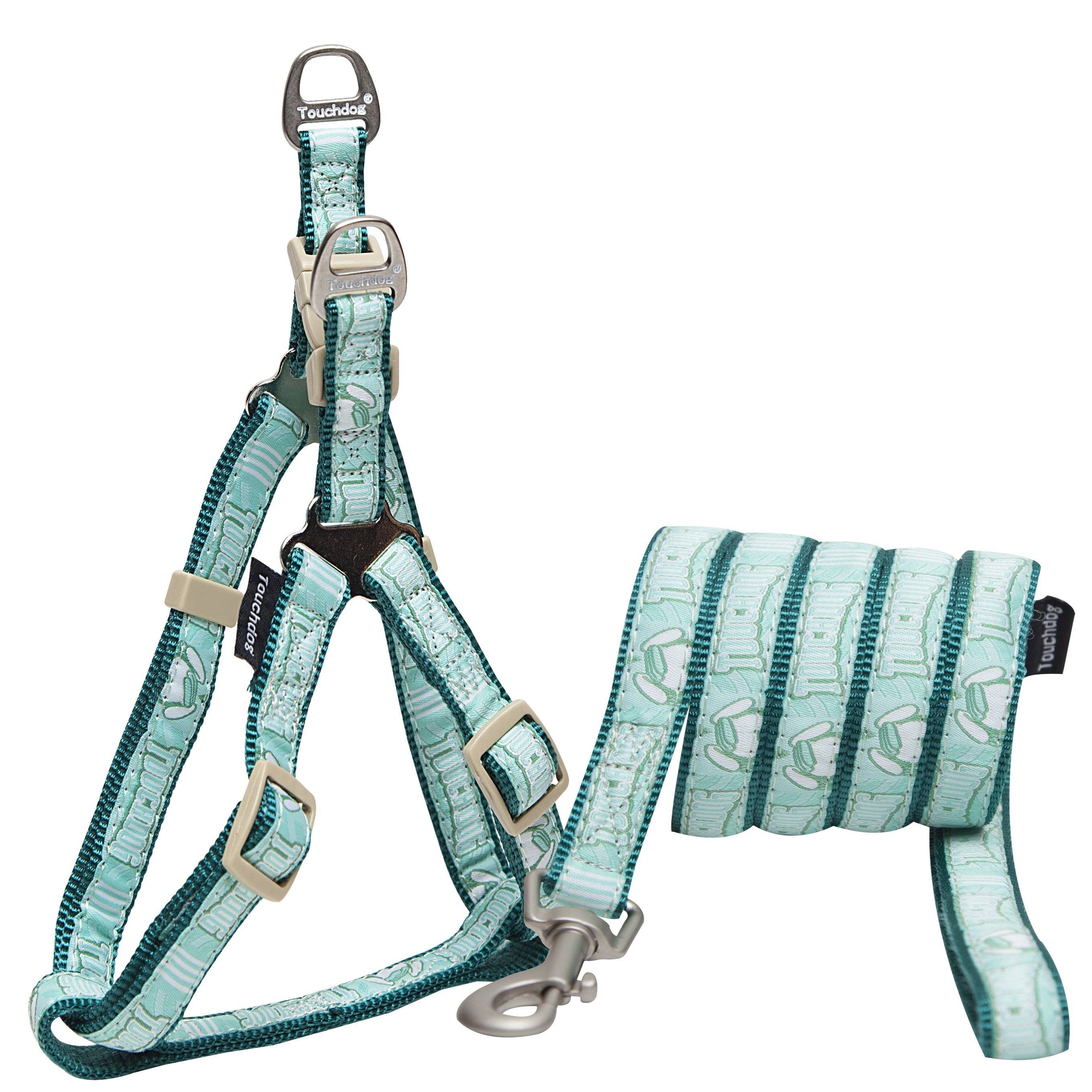 Touchdog 'Funny Bone' Tough Stitched Dog Harness and Leash Small Green