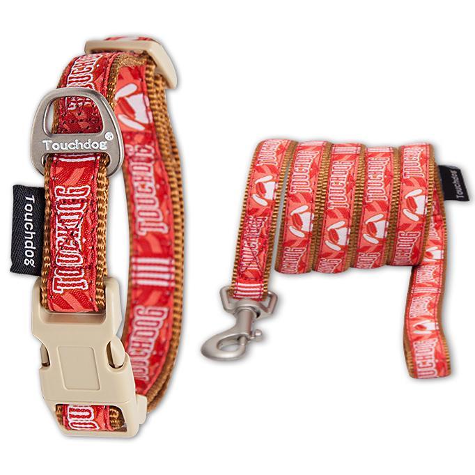 Touchdog 'Funny Bun' Tough Stitched Embroidered Collar and Leash Small Red