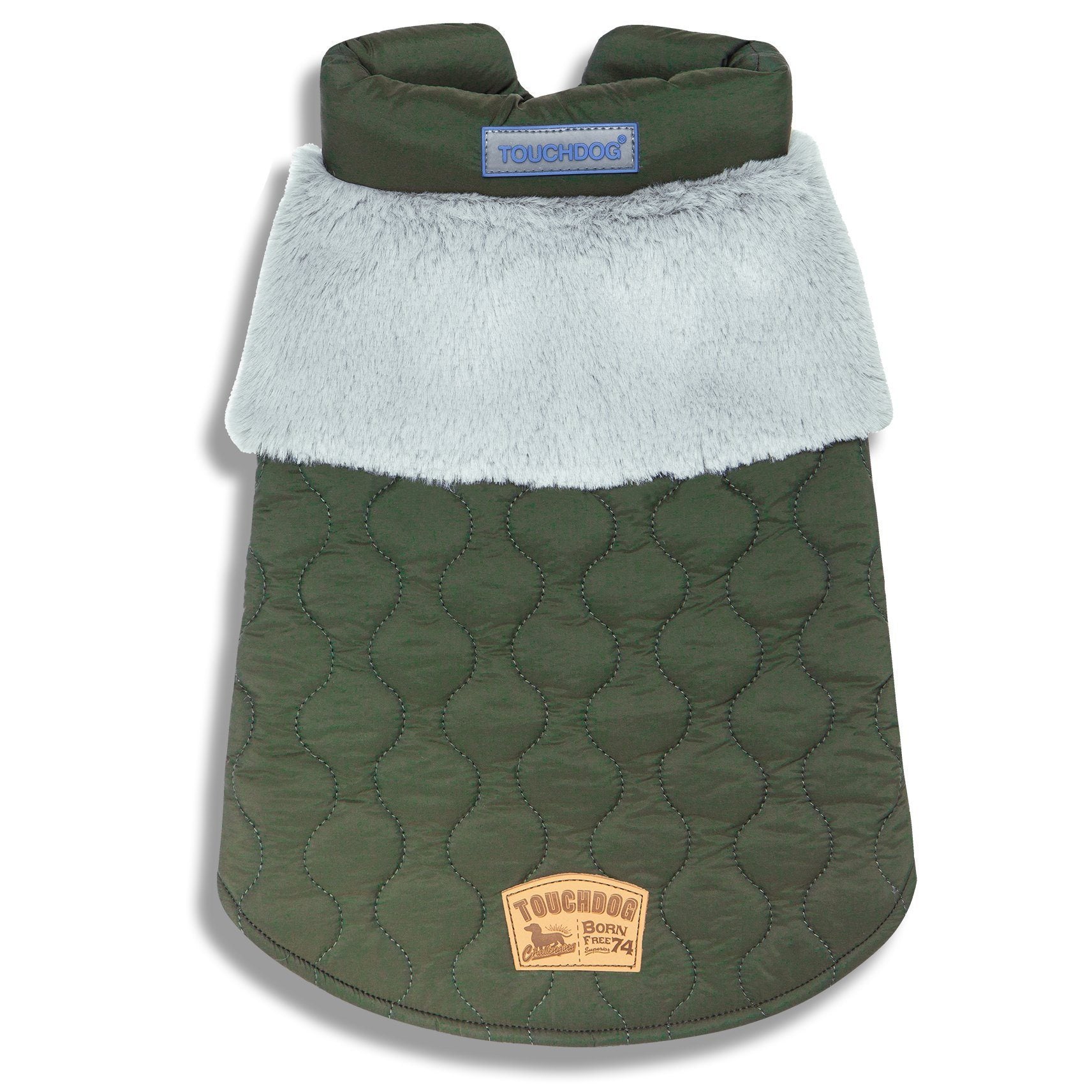 Touchdog 'Furrost-Bite' Fur and Fleece Designer Fashion Dog Jacket X-Small Green