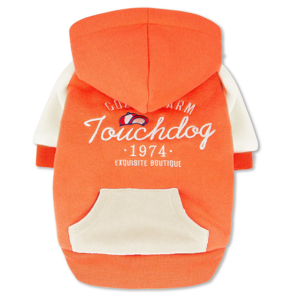Touchdog 'Heritage' Soft-Cotton Fashion Dog Hoodie Sweater X-Small Orange