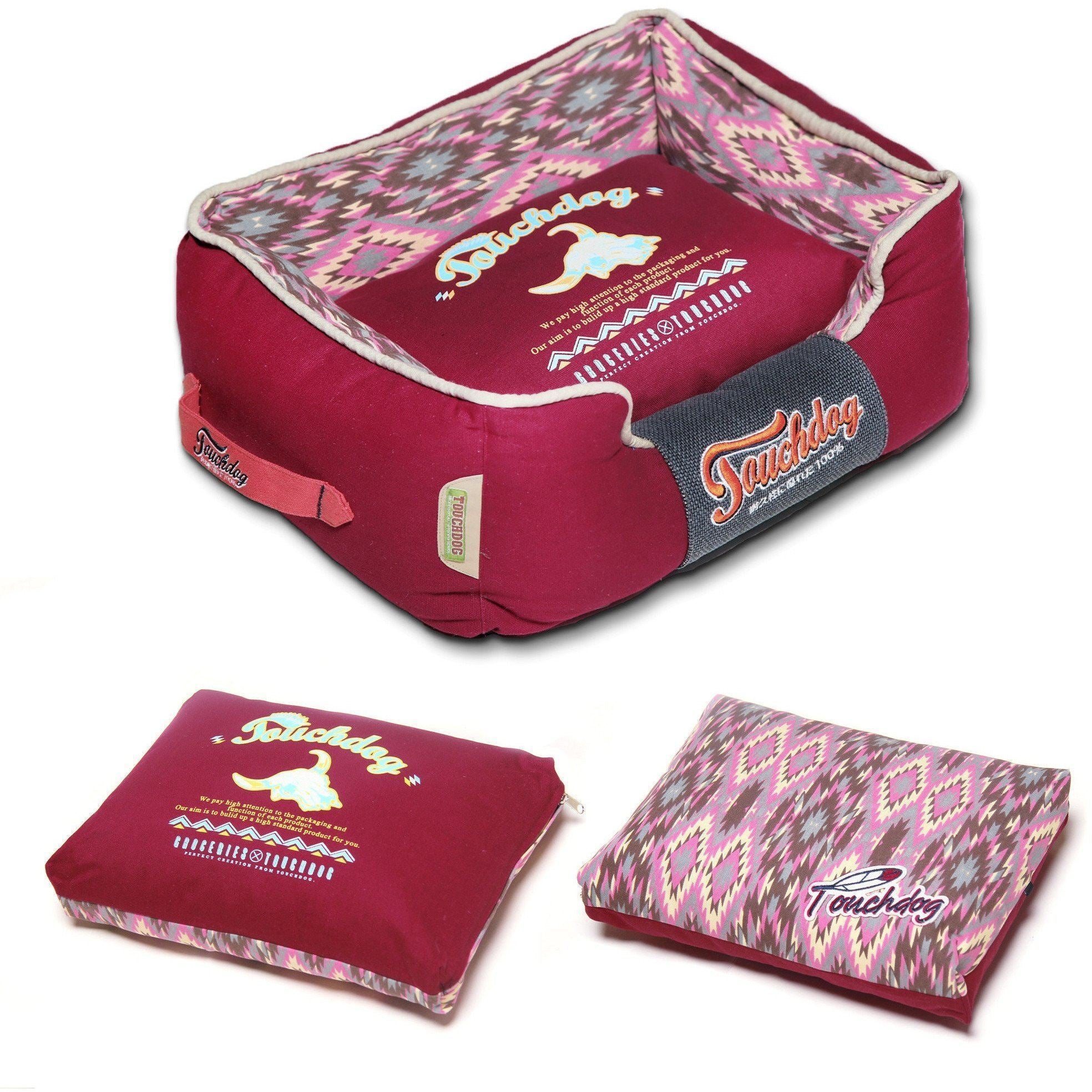 Touchdog ® '70's Vintage-Tribal' Rectangular-Boxed Designer Dog Bed  