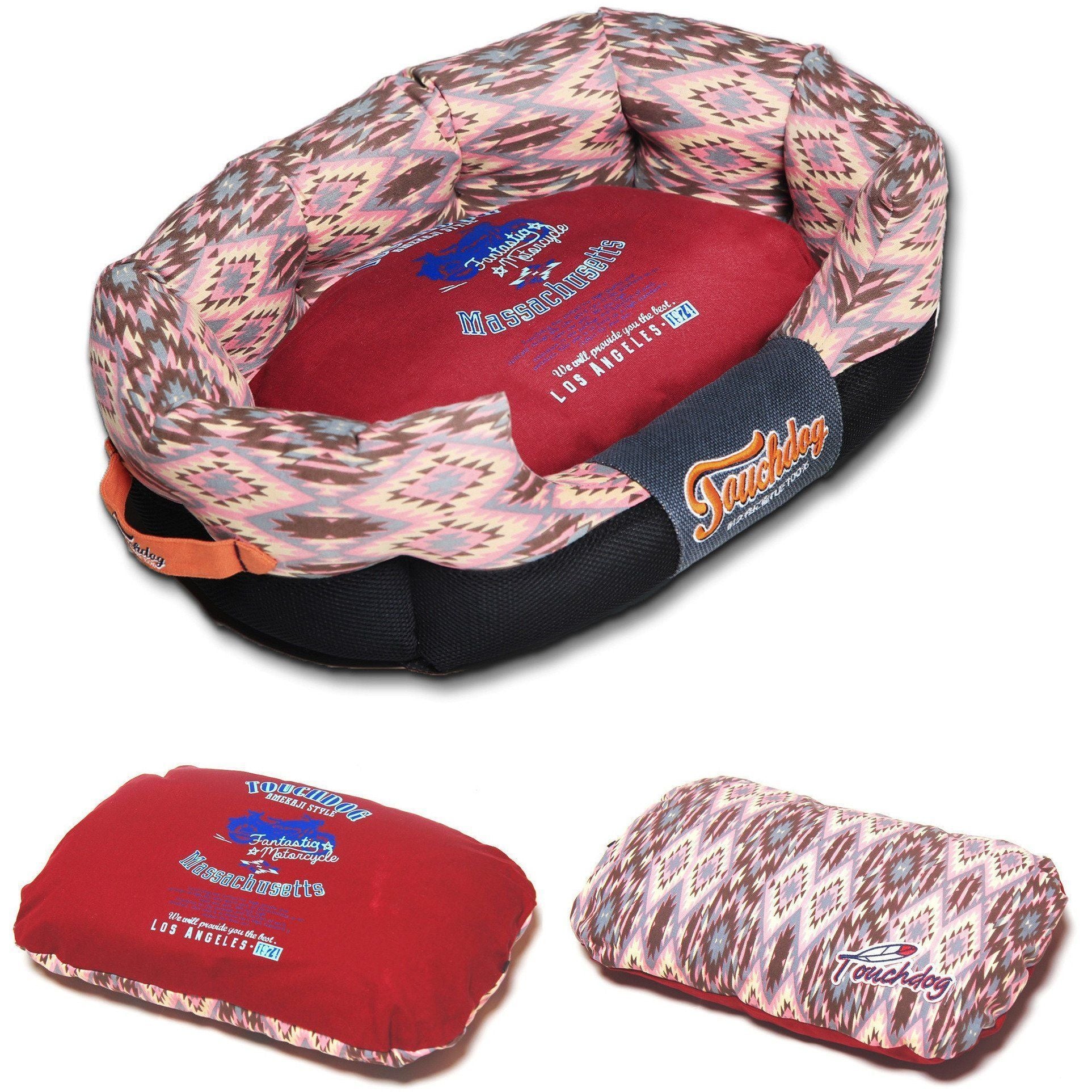 Touchdog ® '70's Vintage-Tribal' Ultra-Plush Rectangular Rounded Dog Bed  
