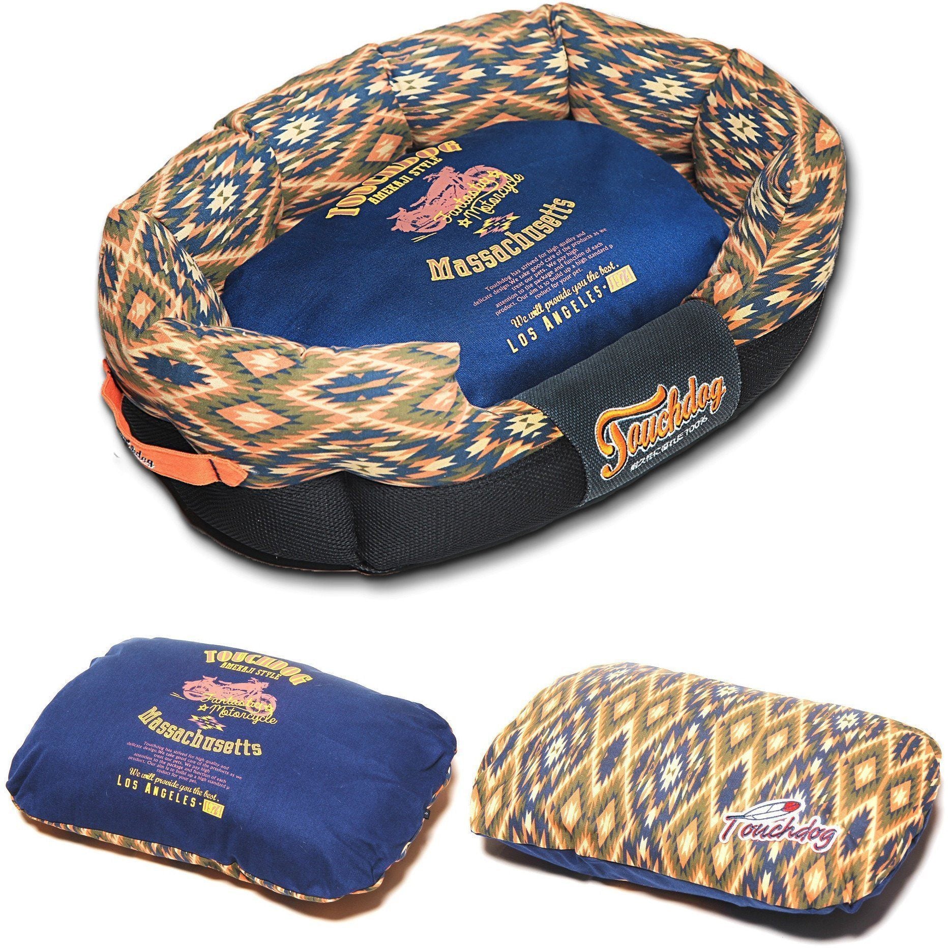 Touchdog ® '70's Vintage-Tribal' Ultra-Plush Rectangular Rounded Dog Bed  