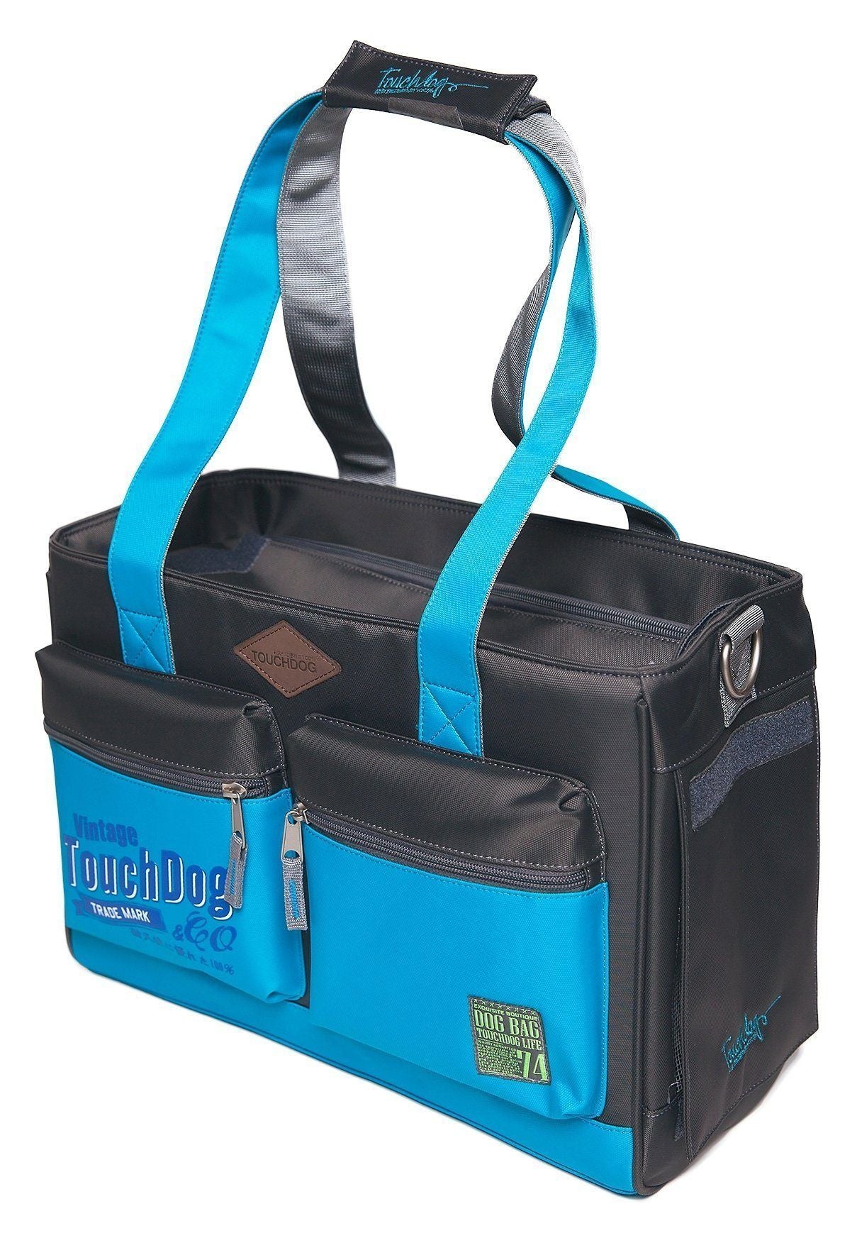 Touchdog ® 'Active-Purse' Water Resistant Designer Fashion Pet Dog Carrier Turquoise Blue, Black 