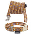 Touchdog ® 'Caliber' Designer Embroidered Fashion Pet Dog Leash and Collar Combination Large Brown Pattern