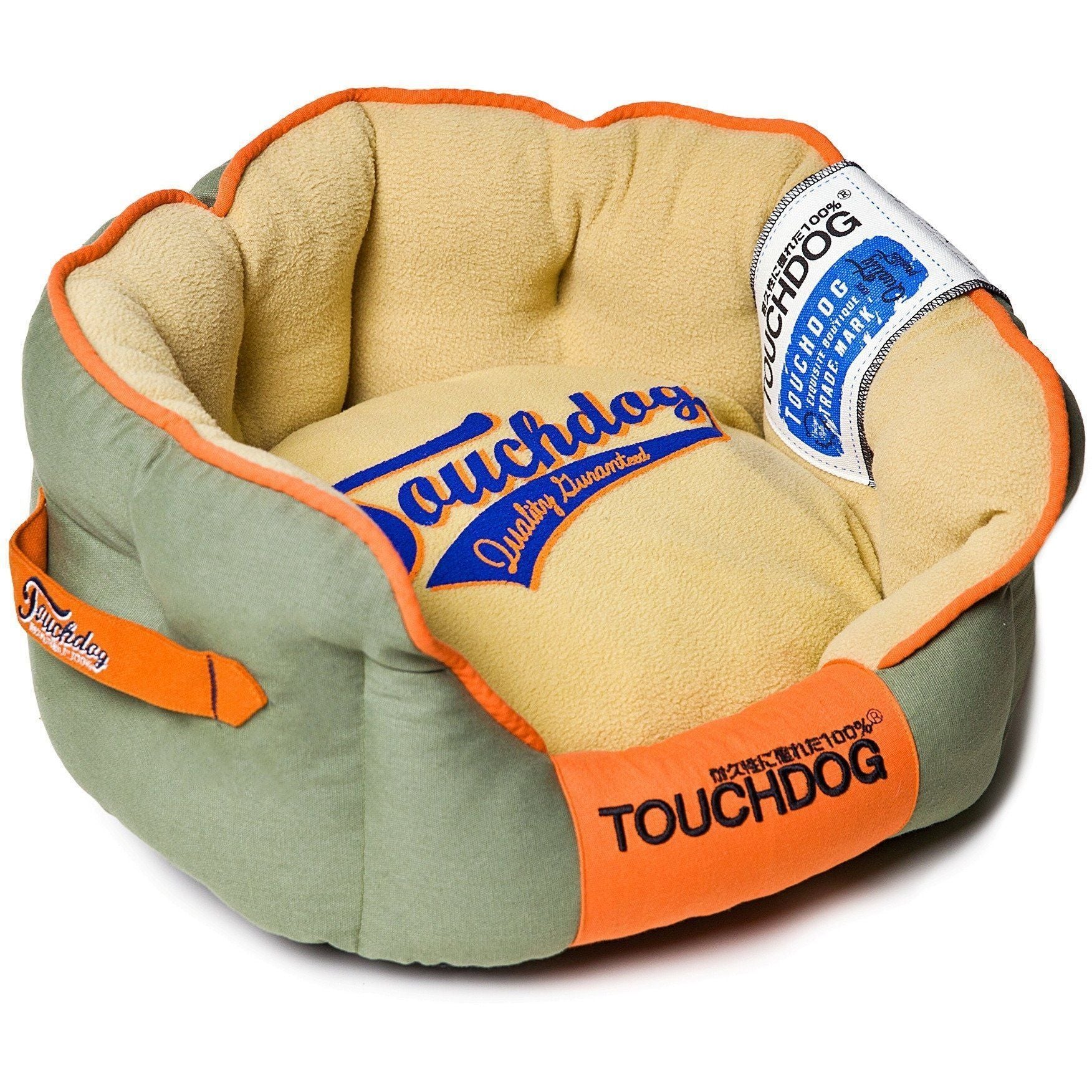 Touchdog ® 'Castle-Bark' Original Premium Designer Rounded Dog Bed Medium Grey, Beige