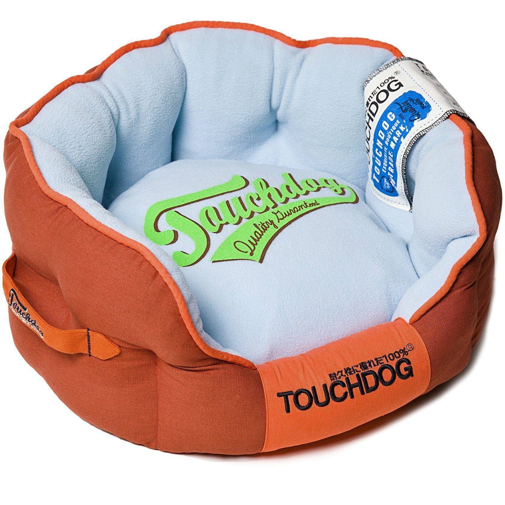 Touchdog ® 'Castle-Bark' Original Premium Designer Rounded Dog Bed Medium Grenadine Red, Sky Blue