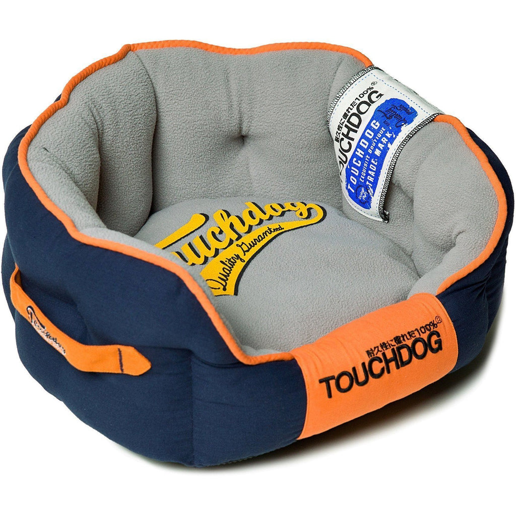Touchdog ® 'Castle-Bark' Original Premium Designer Rounded Dog Bed Medium Ocean Blue, Grey