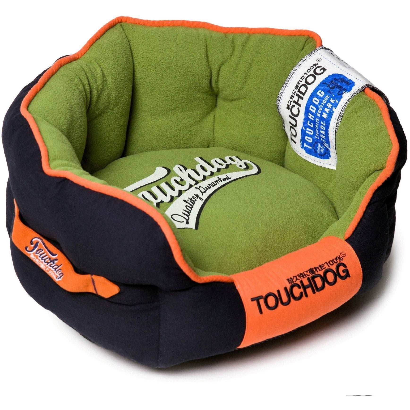 Touchdog ® 'Castle-Bark' Original Premium Designer Rounded Dog Bed Medium Midnight Blue, Olive Green
