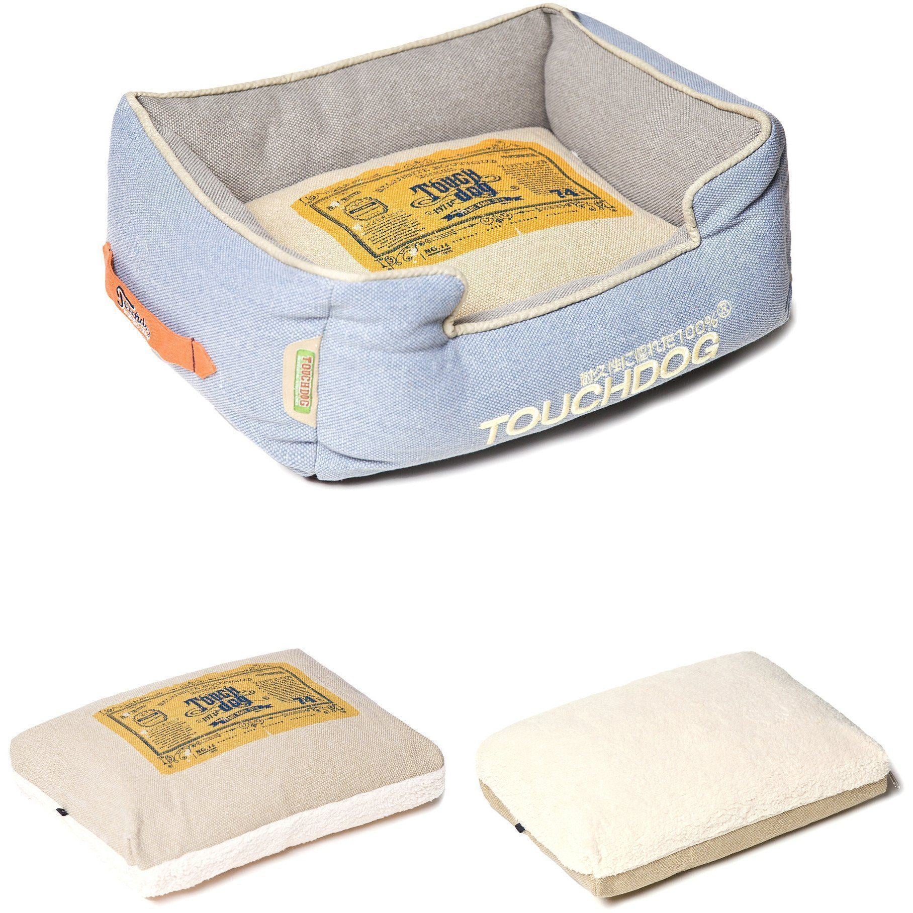 Touchdog ® Original Denim Reversible Designer Rectangular Dog Bed  