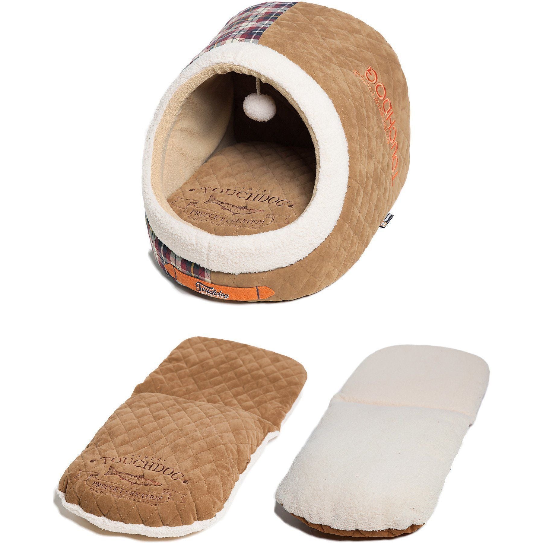 Touchdog ® 'Diamond Stitched' Panoramic Designer Cat Bed w/ Teaser Toy  