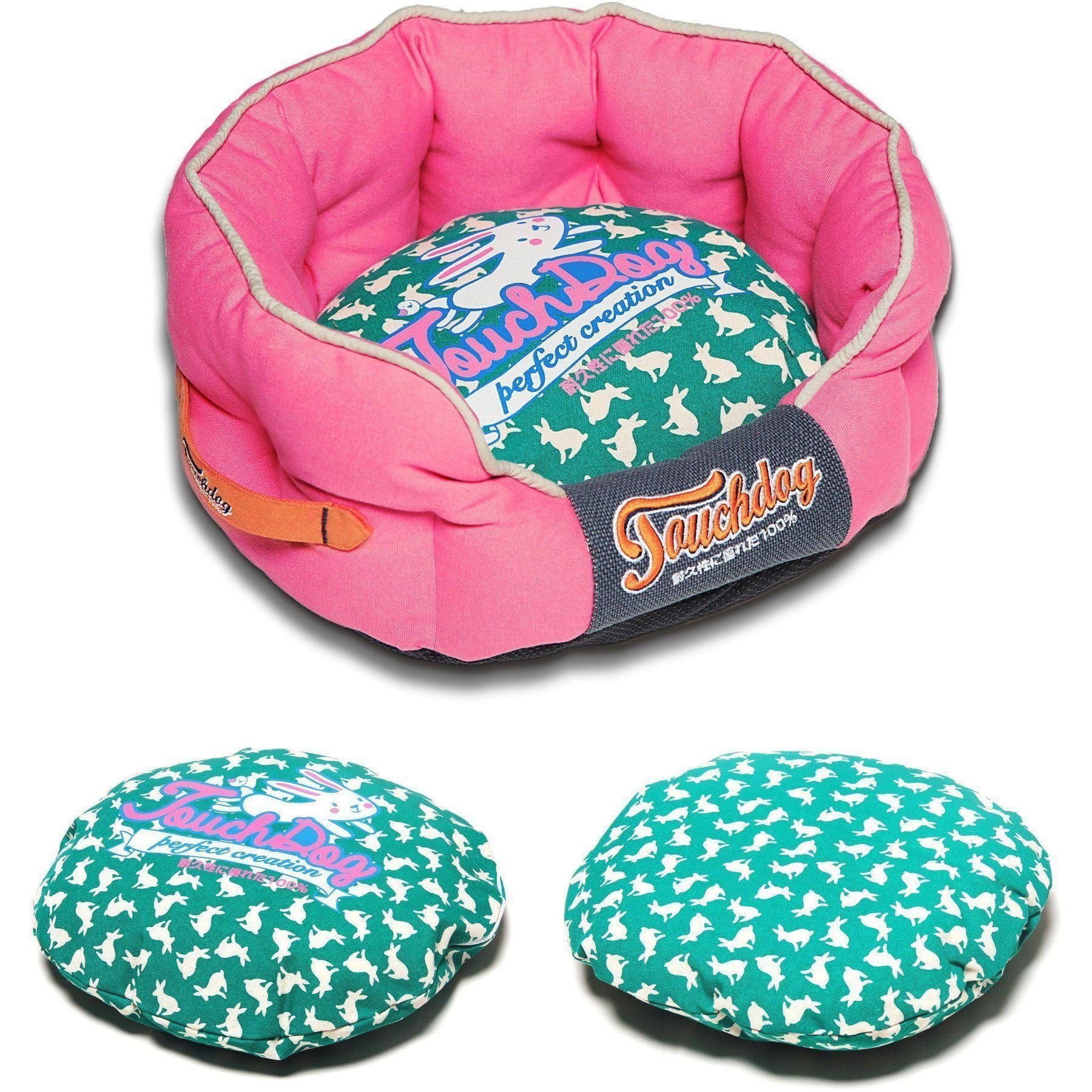 Touchdog ® 'Lazy-Bones' Rabbit-Spotted Rounded Designer Dog Bed  