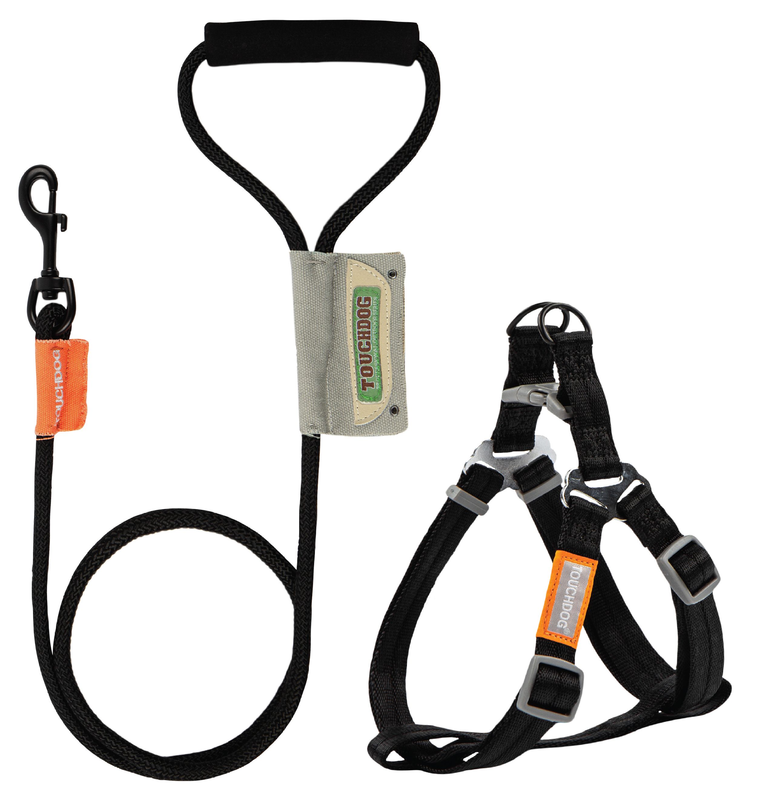 Touchdog ® 'Macaron' 2-in-1 Durable Nylon Dog Harness and Leash Black Small