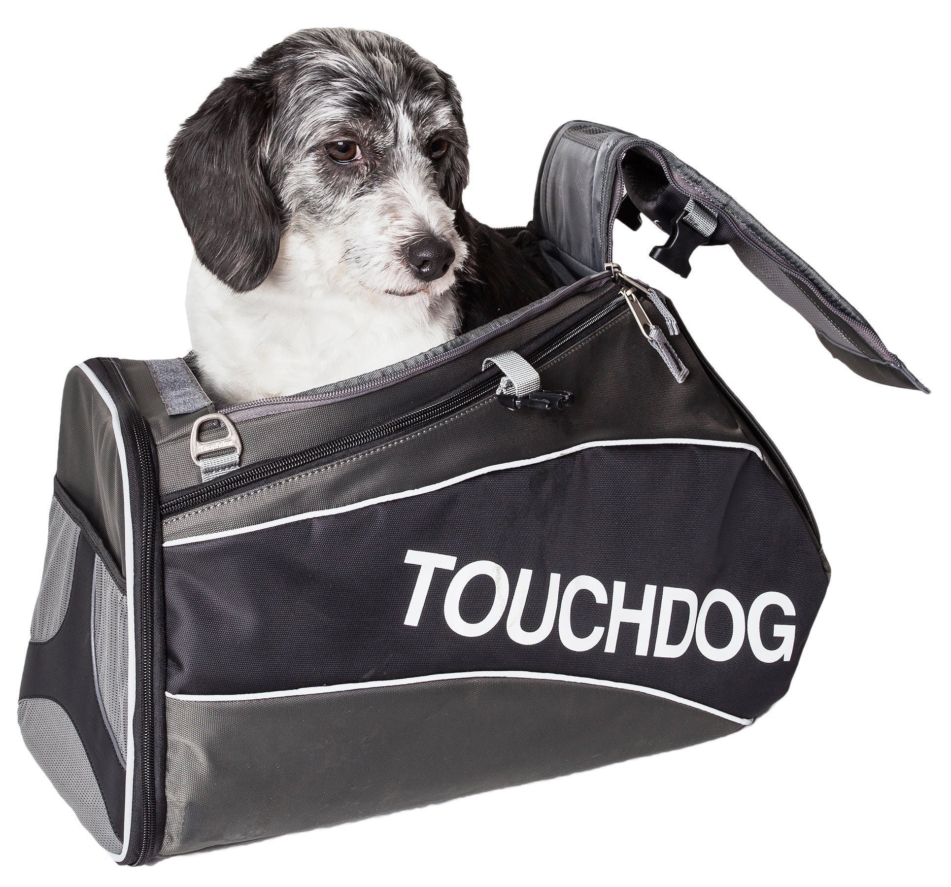 Touchdog ® 'Modern-Glide' Airline Approved Water-Resistant Sporty Travel Fashion Pet Dog Carrier Jet Black 