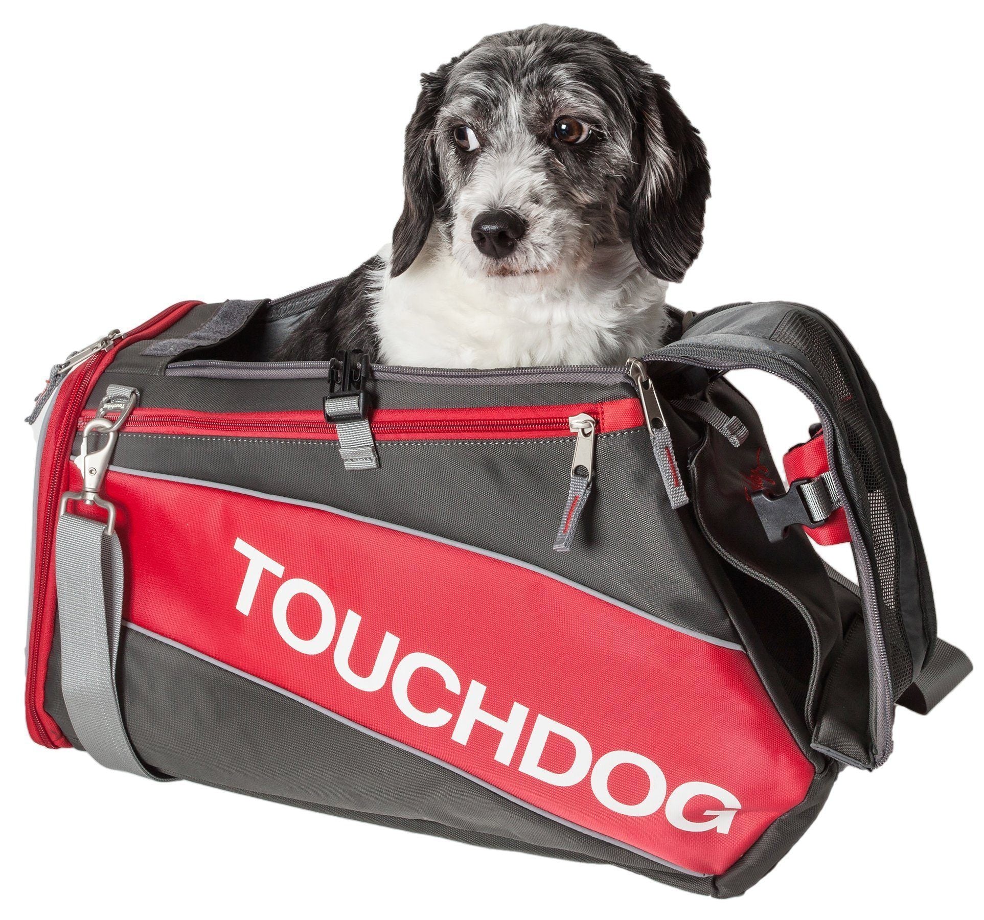 Touchdog ® 'Modern-Glide' Airline Approved Water-Resistant Sporty Travel Fashion Pet Dog Carrier Red 