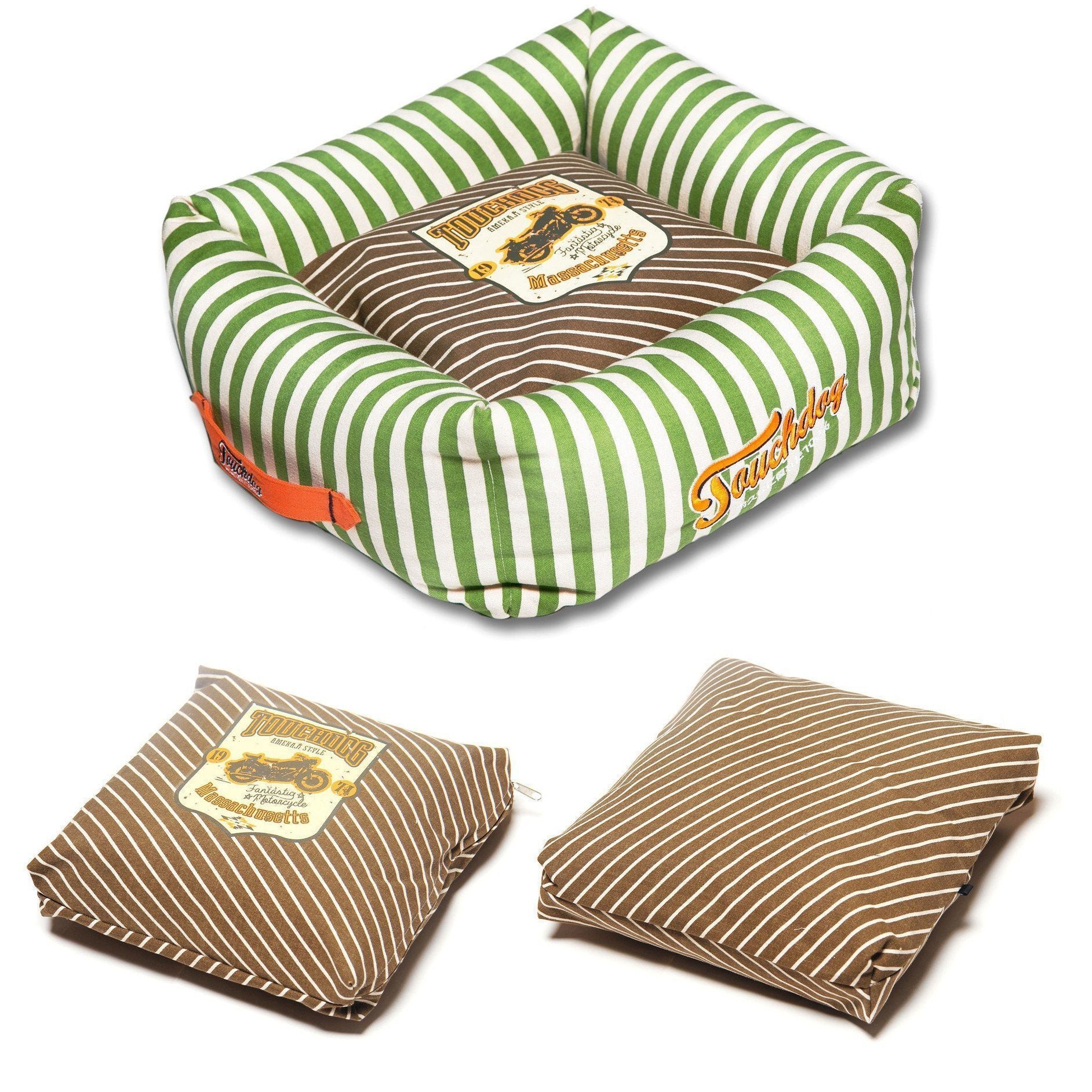 Touchdog ® 'Neutral-Striped' Squared Designer Dog Bed  