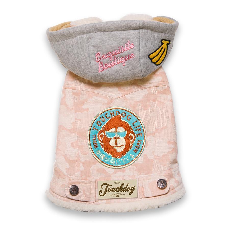 Touchdog ® Outlaw Embellished Retro-Denim Hooded Dog Sweater Coat X-Small Pink