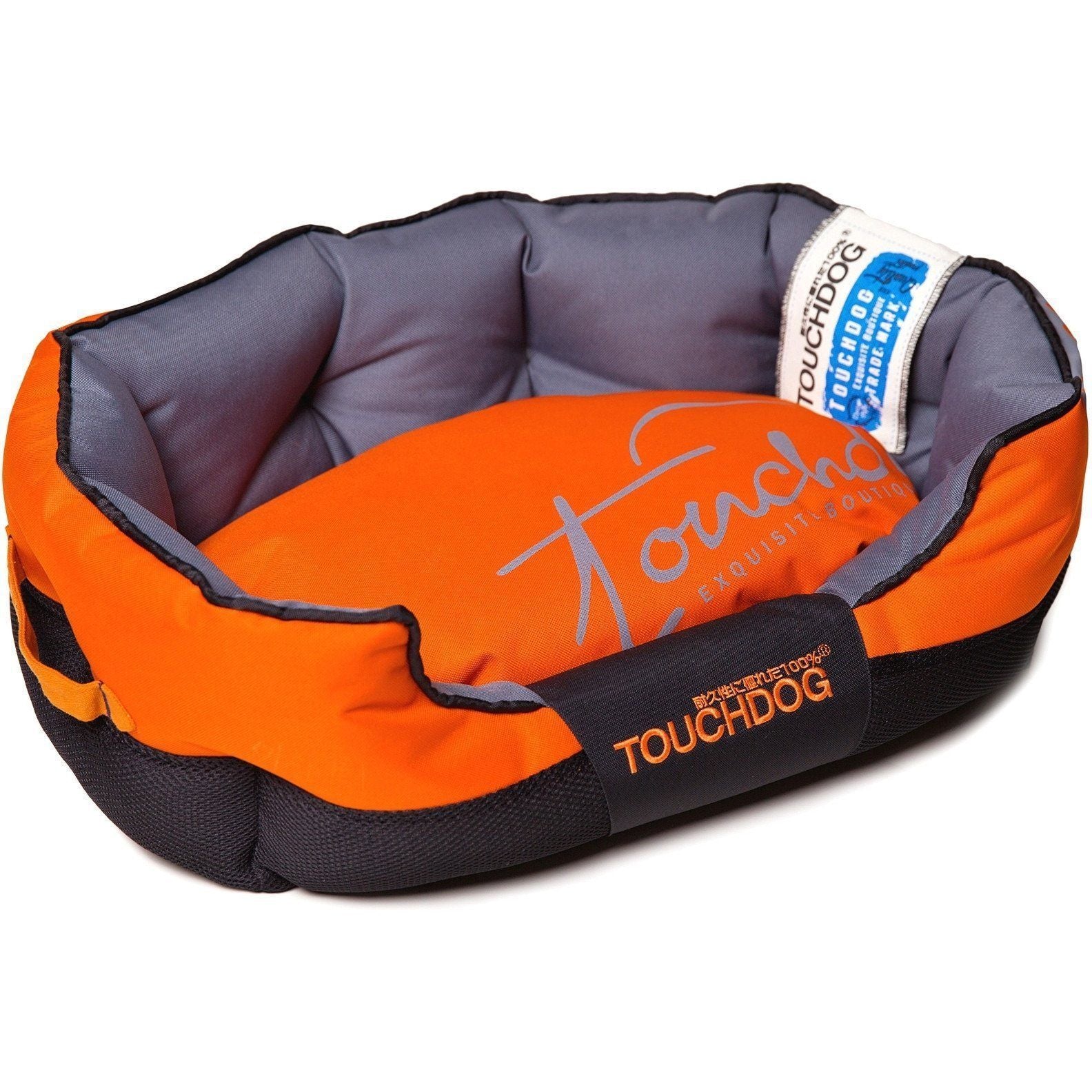 Touchdog ® 'Performance-Max' Sporty Reflective Water-Resistant Dog Bed Medium Sunkist Orange, Black