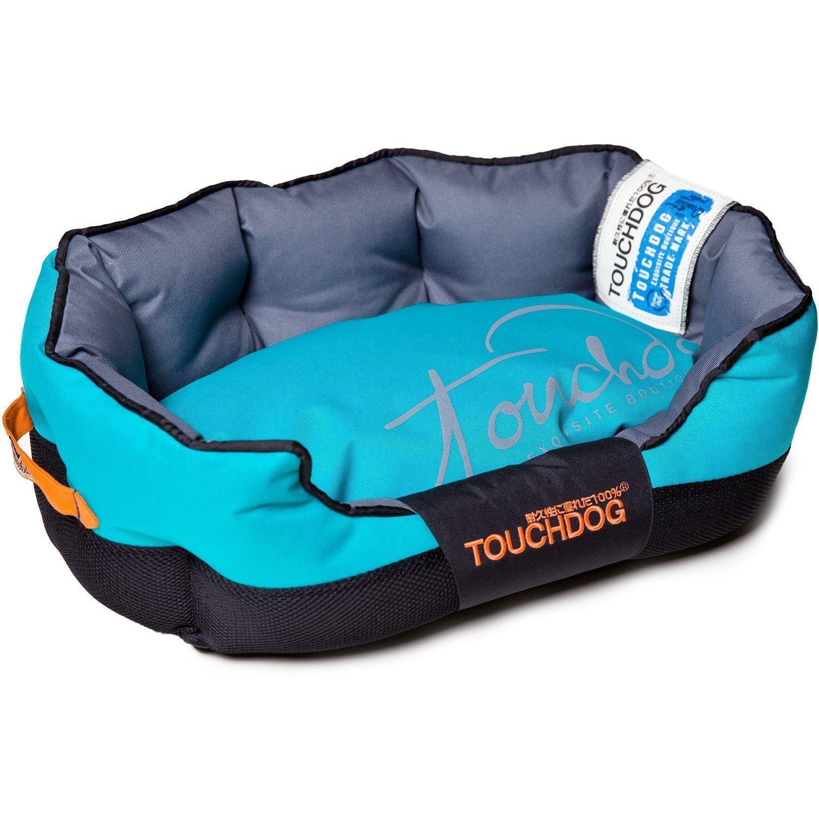 Touchdog ® 'Performance-Max' Sporty Reflective Water-Resistant Dog Bed Medium Sky Blue, Black