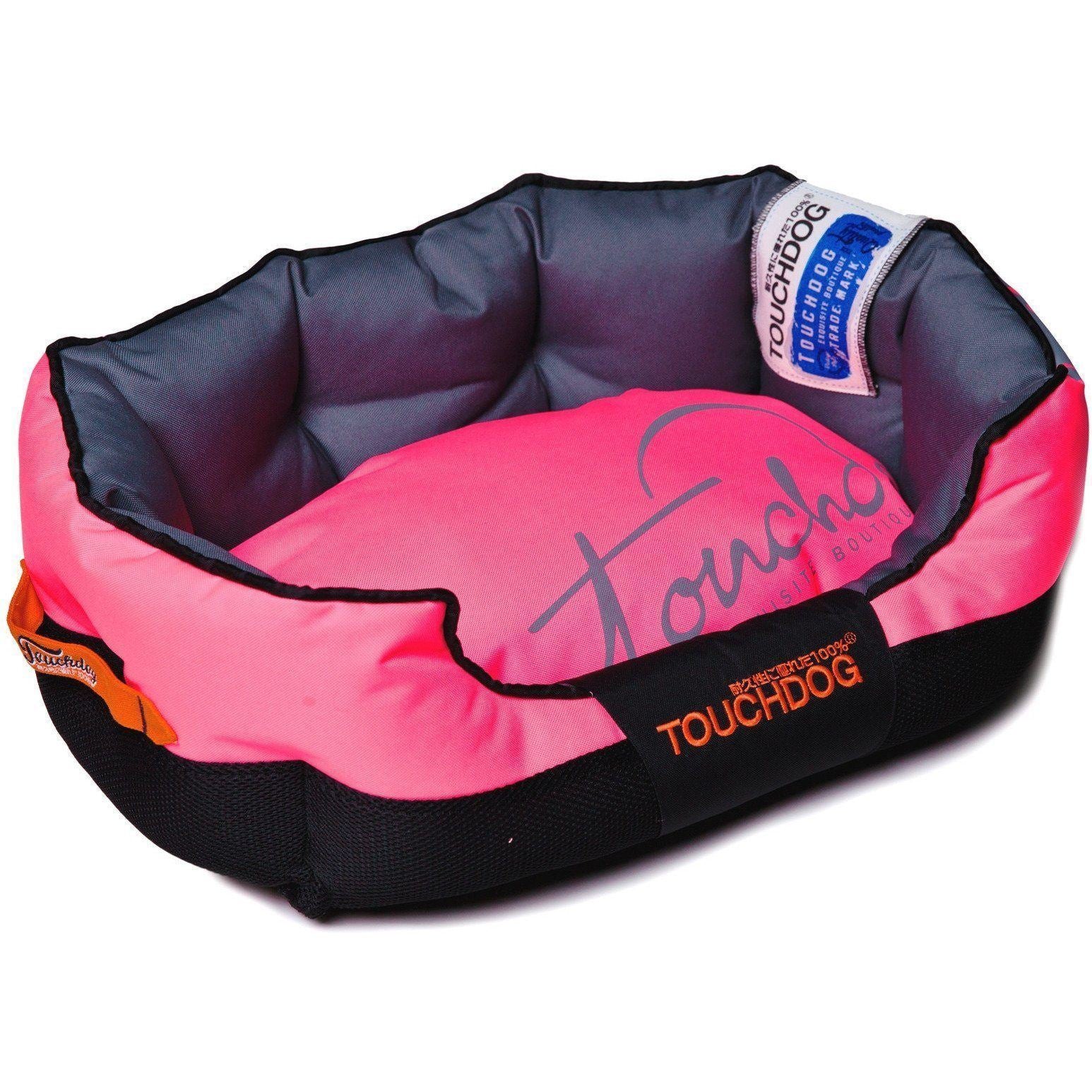 Touchdog ® 'Performance-Max' Sporty Reflective Water-Resistant Dog Bed Medium Pink, Black