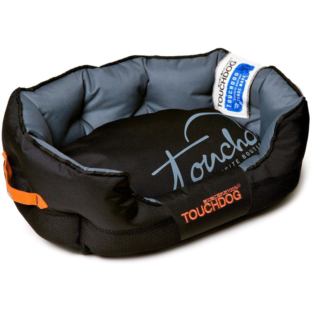 Touchdog ® 'Performance-Max' Sporty Reflective Water-Resistant Dog Bed Medium Black, Grey