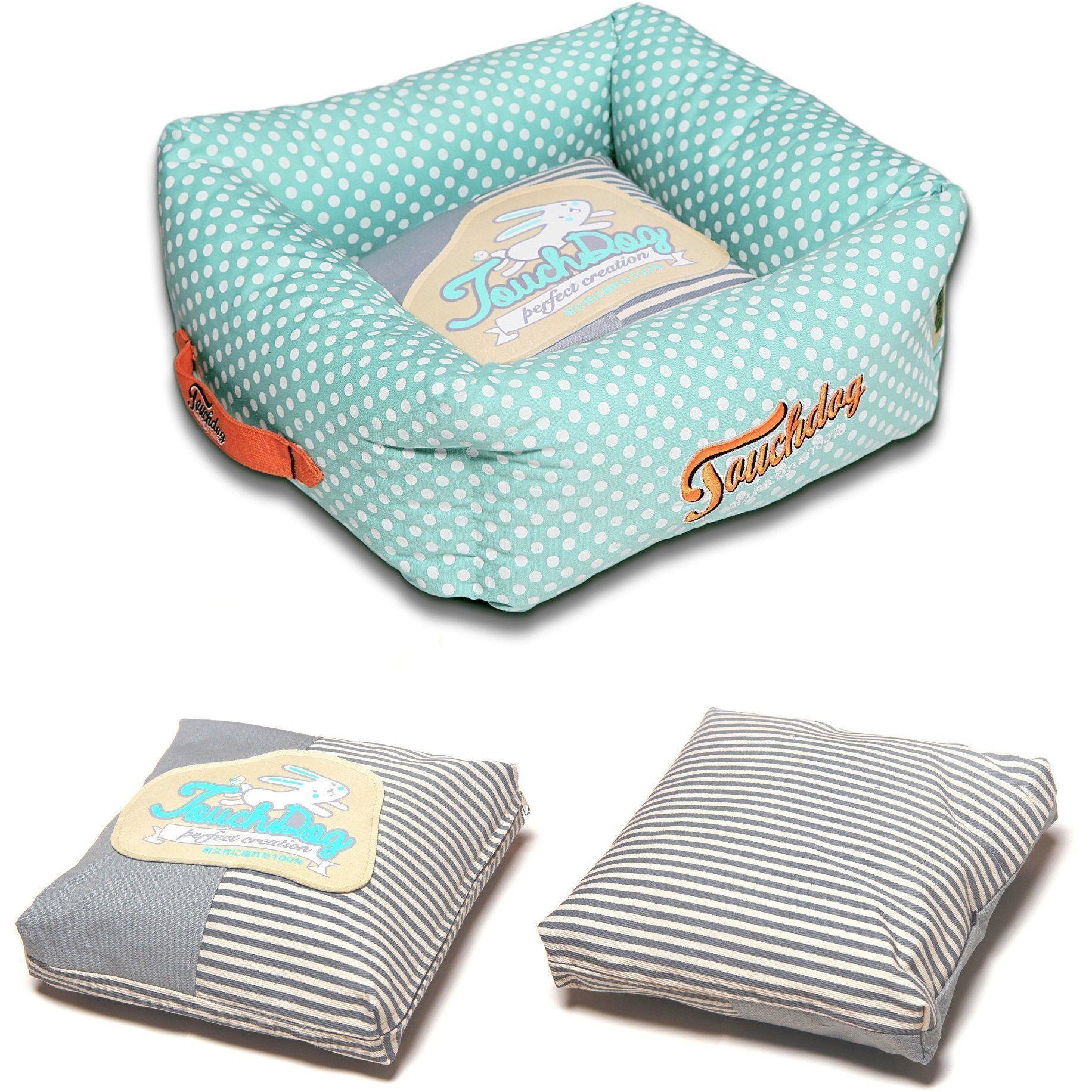 Touchdog ® 'Polka-Striped' Designer Premium Squared Dog Bed  