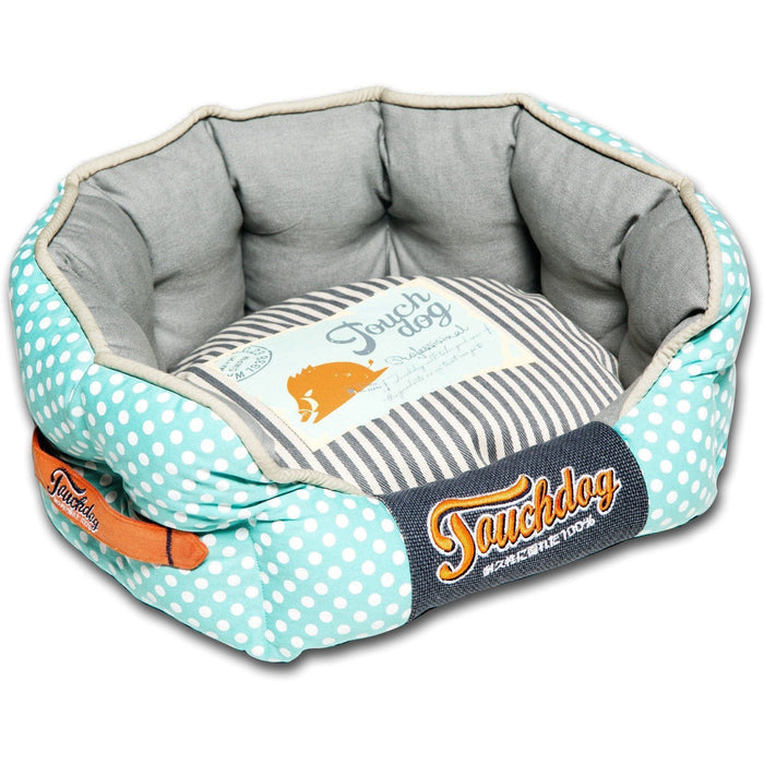 Touchdog ® 'Polka-Striped' Polo Designer Premium Rounded Dog Bed