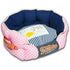 Touchdog ® 'Polka-Striped' Polo Designer Premium Rounded Dog Bed Medium Pink, Navy Blue