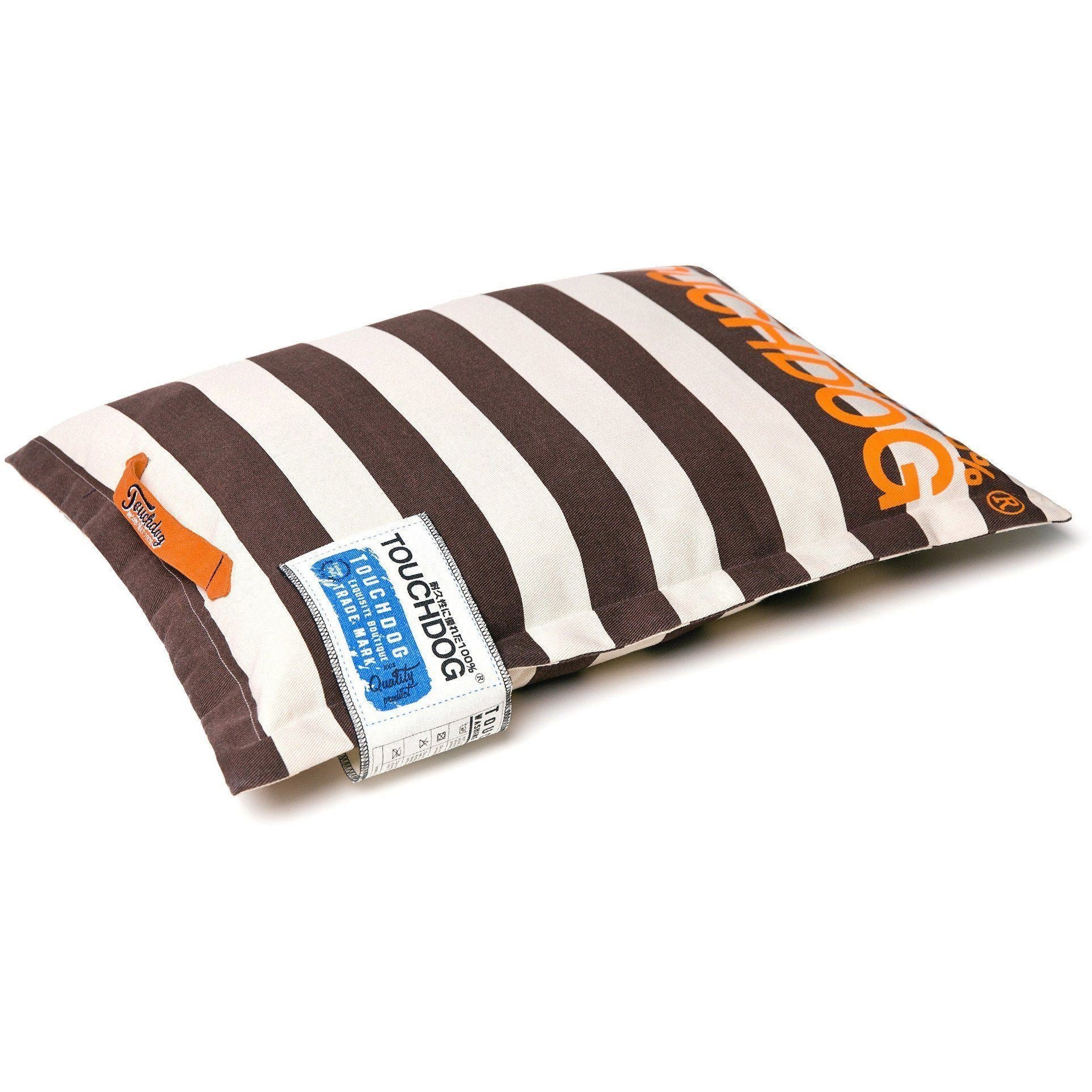 Touchdog ® 'Polo-Zippered' Machine-Washable Cushioned Pillow Dog Bed Large Cocoa Brown, White