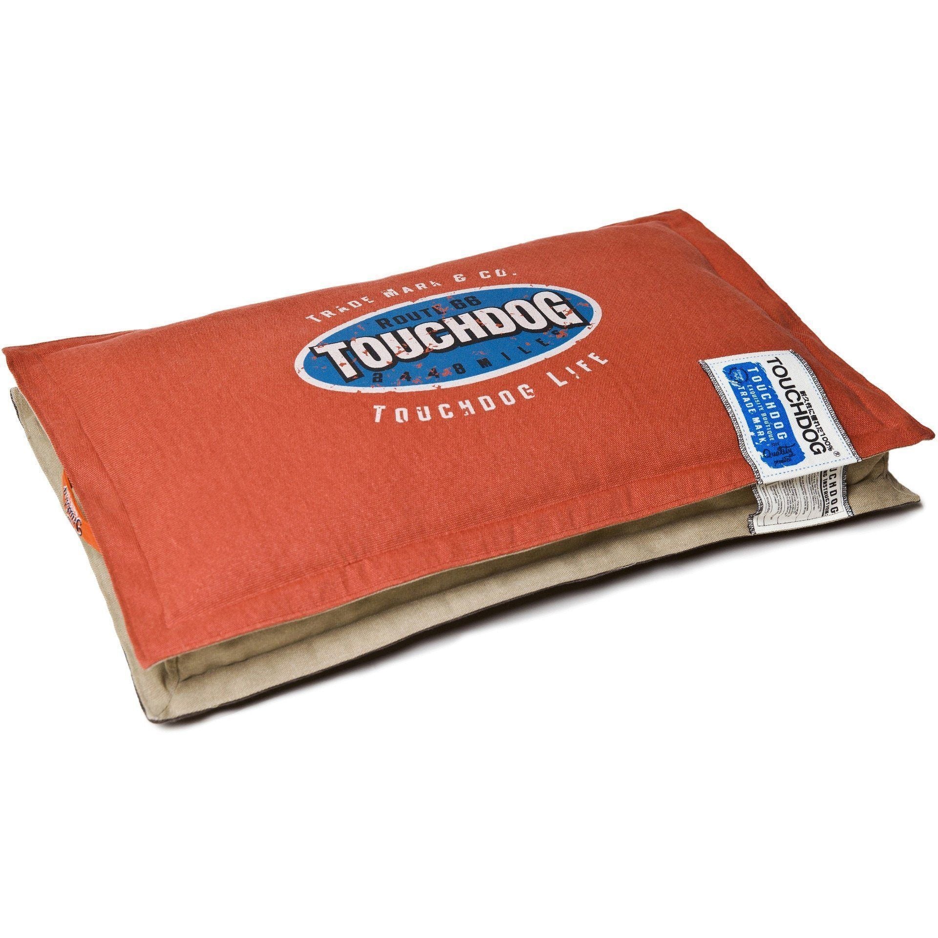 Touchdog ® 'Shock-Stitched' Sporty Reversible Rectangular Ultra-Thick Dog Mat Bed Large Grenadine, Mocha Brown