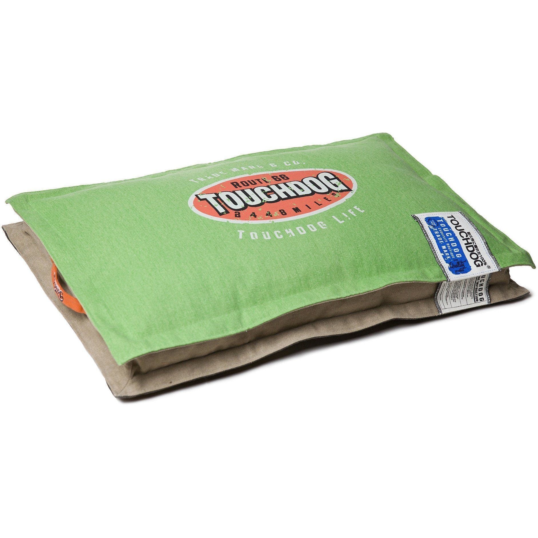 Touchdog ® 'Shock-Stitched' Sporty Reversible Rectangular Ultra-Thick Dog Mat Bed Large Mint Green, Mocha Brown